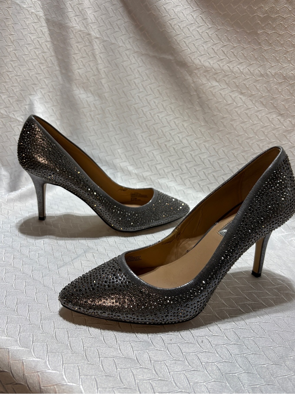 INC ✨Metallic Silver Crystal Pointed-Toe Pumps, Matches Everything!